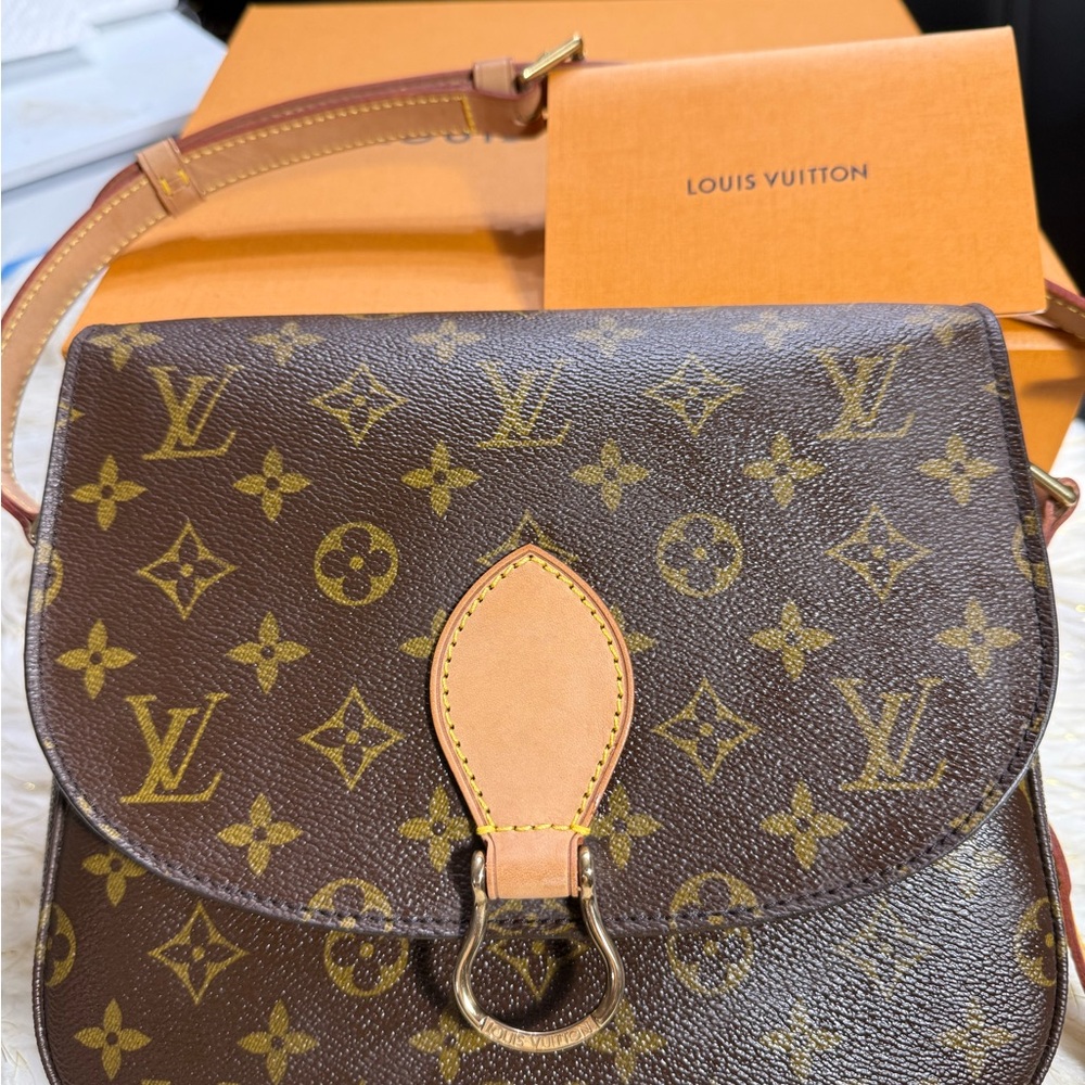 Louis Vuitton Brown Tan Messenger Bag with Monogram Canvas